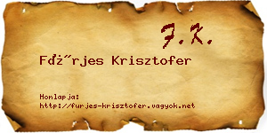 Fürjes Krisztofer névjegykártya